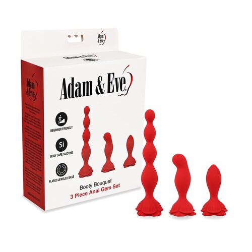 Adam & Eve Booty Bouquet 3 Piece Anal Gem Set - Product and Packaging