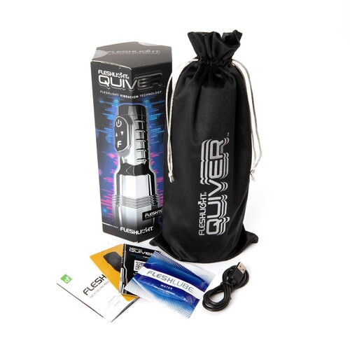 Fleshlight Quiver Vibrating & Warming Stroker packaging with product