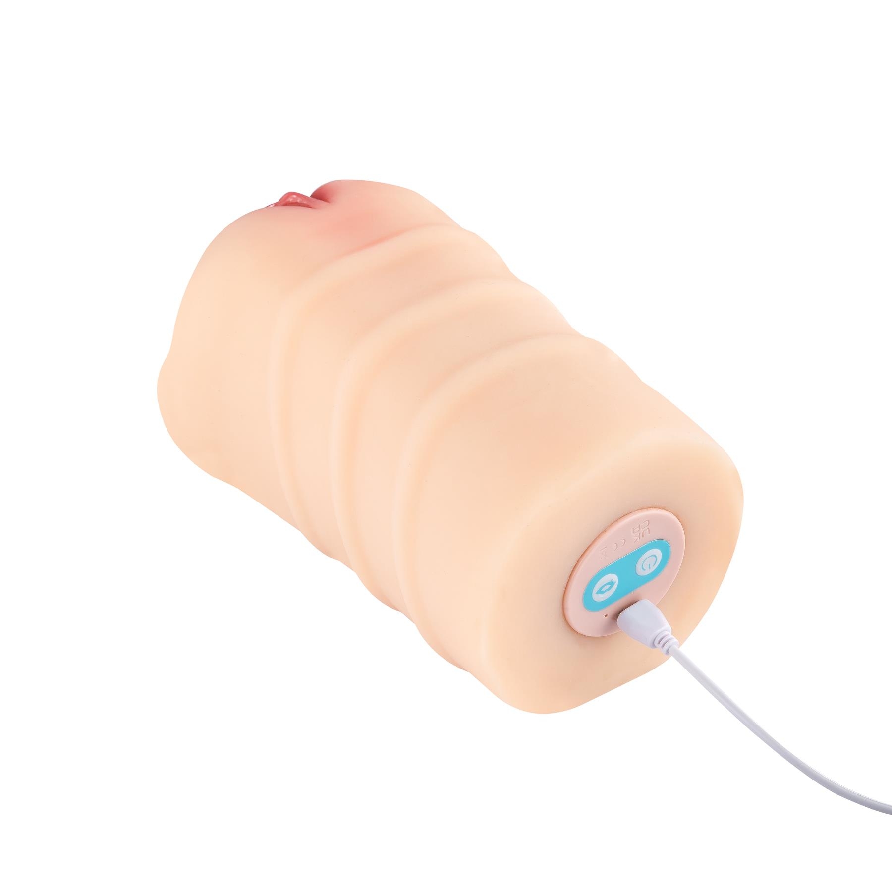 The Milk Maiden Sucking and Vibrating Stroker - Showing Where Charging Cable is Placed