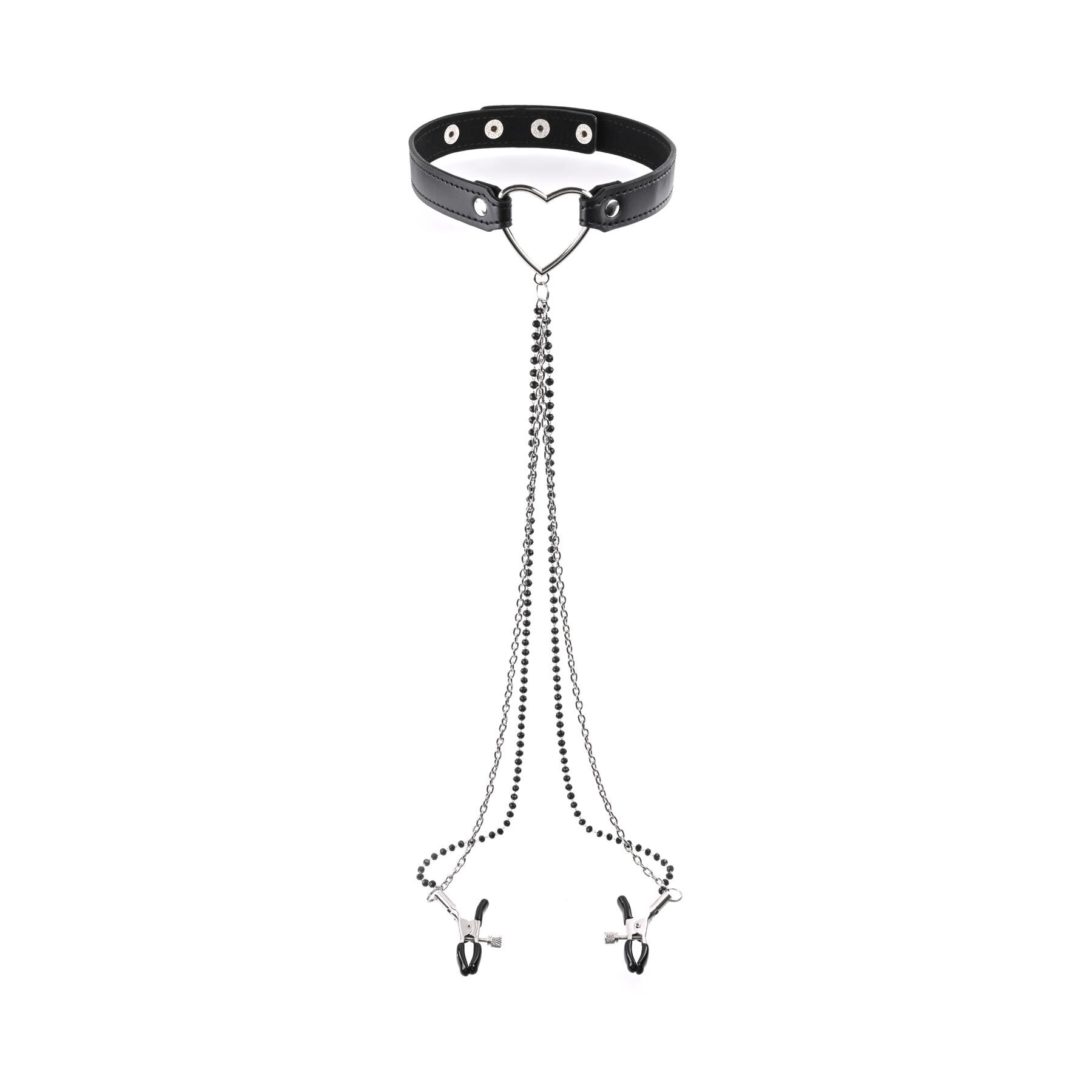 Sex & Mischief Amor Collar With Nipple Clamps full view