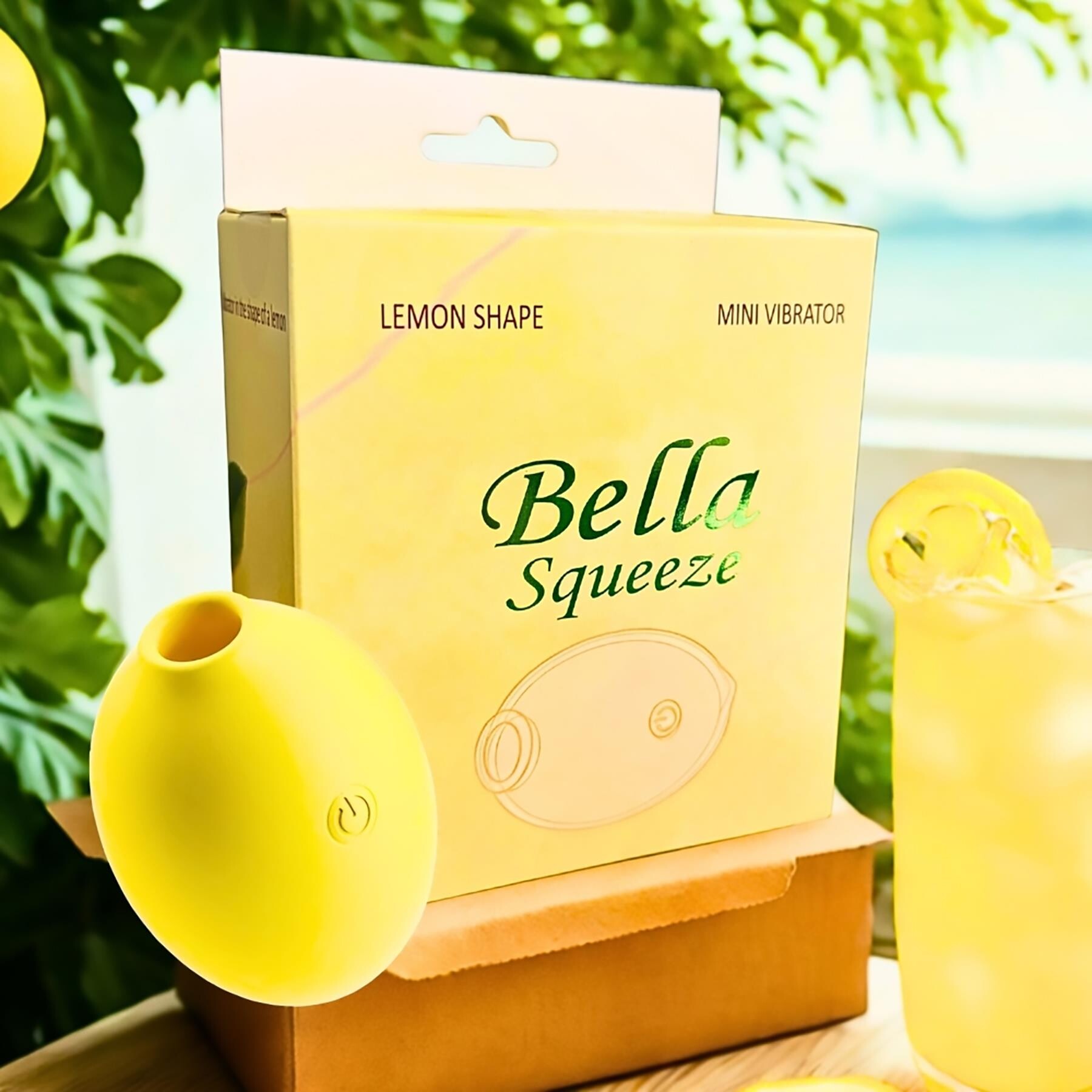 Bella Squeeze Lemon Vibrator and package shot 1