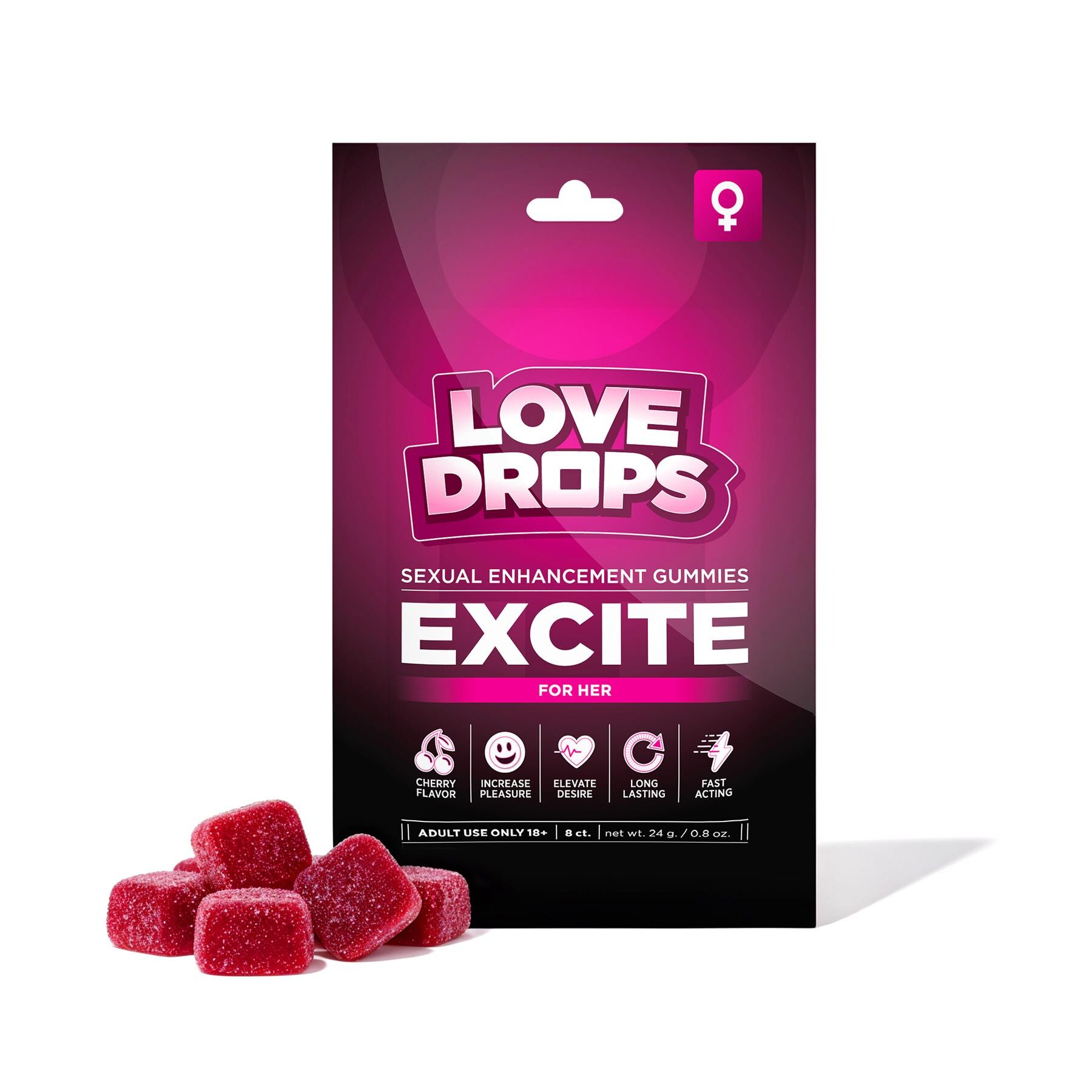 Sexual Enhancement Gummies for Her - Excite front with gummies