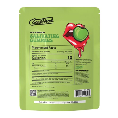 GoodHead Salivating Gummies green apple back