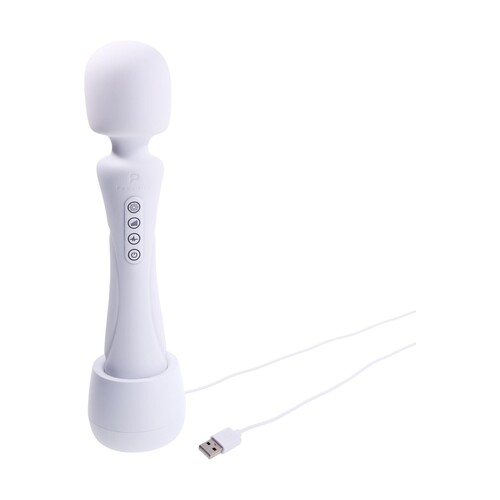 Illumination Wand Massager on stand with charger
