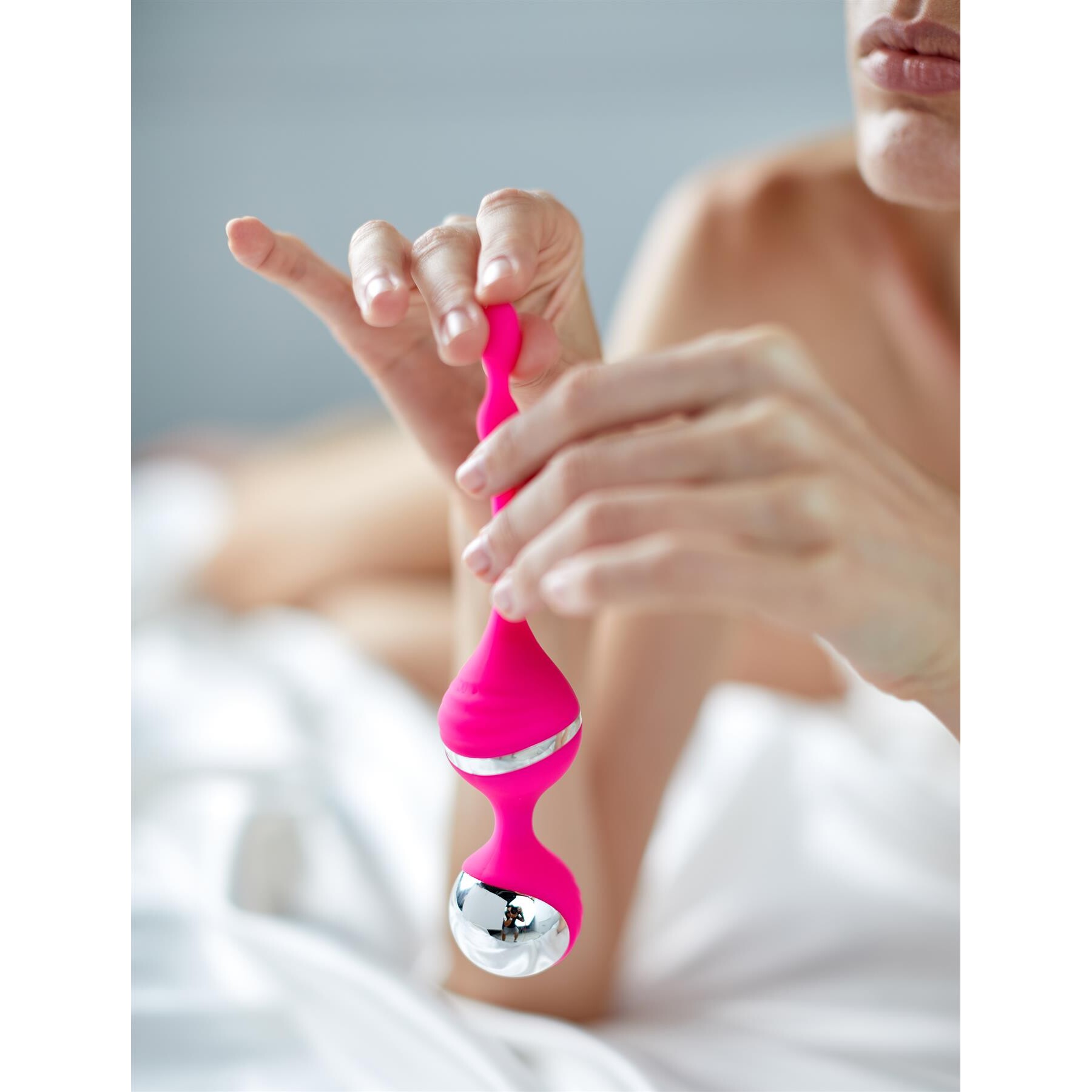 Adam & Eve Rechargeable Vibrating Pleasure Balls - Lifestyle Image