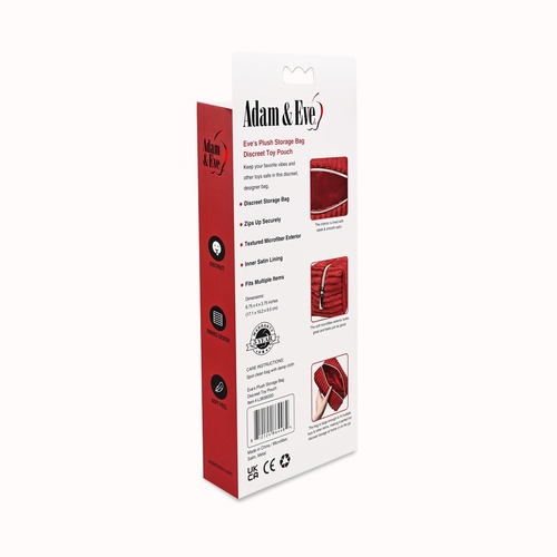 EVE'S PLUSH TOY STORAGE BAG - BACK OF PACKAGING - RED