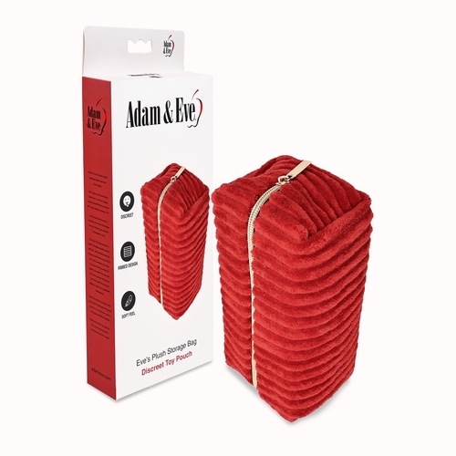 EVE'S PLUSH TOY STORAGE BAG - PRODUCT AND FRONT OF PACKAGING - RED
