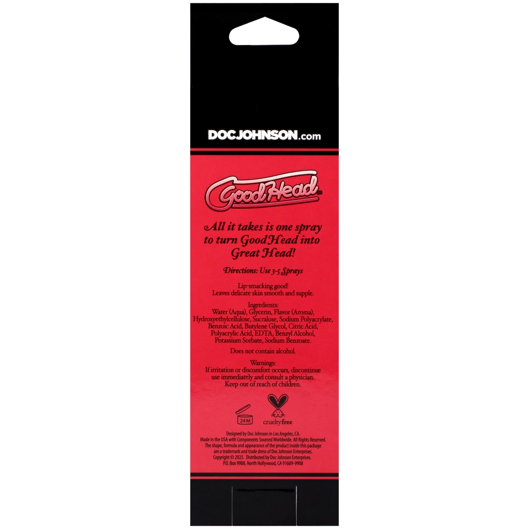 GoodHead - Juicy Head Dry Mouth Spray Cocktails sex on the beach back of box