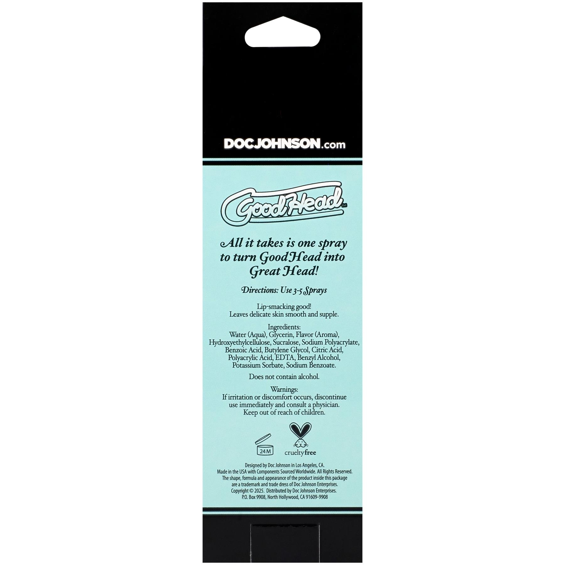 GoodHead - Juicy Head Dry Mouth Spray Cocktails Pina Colada back of box