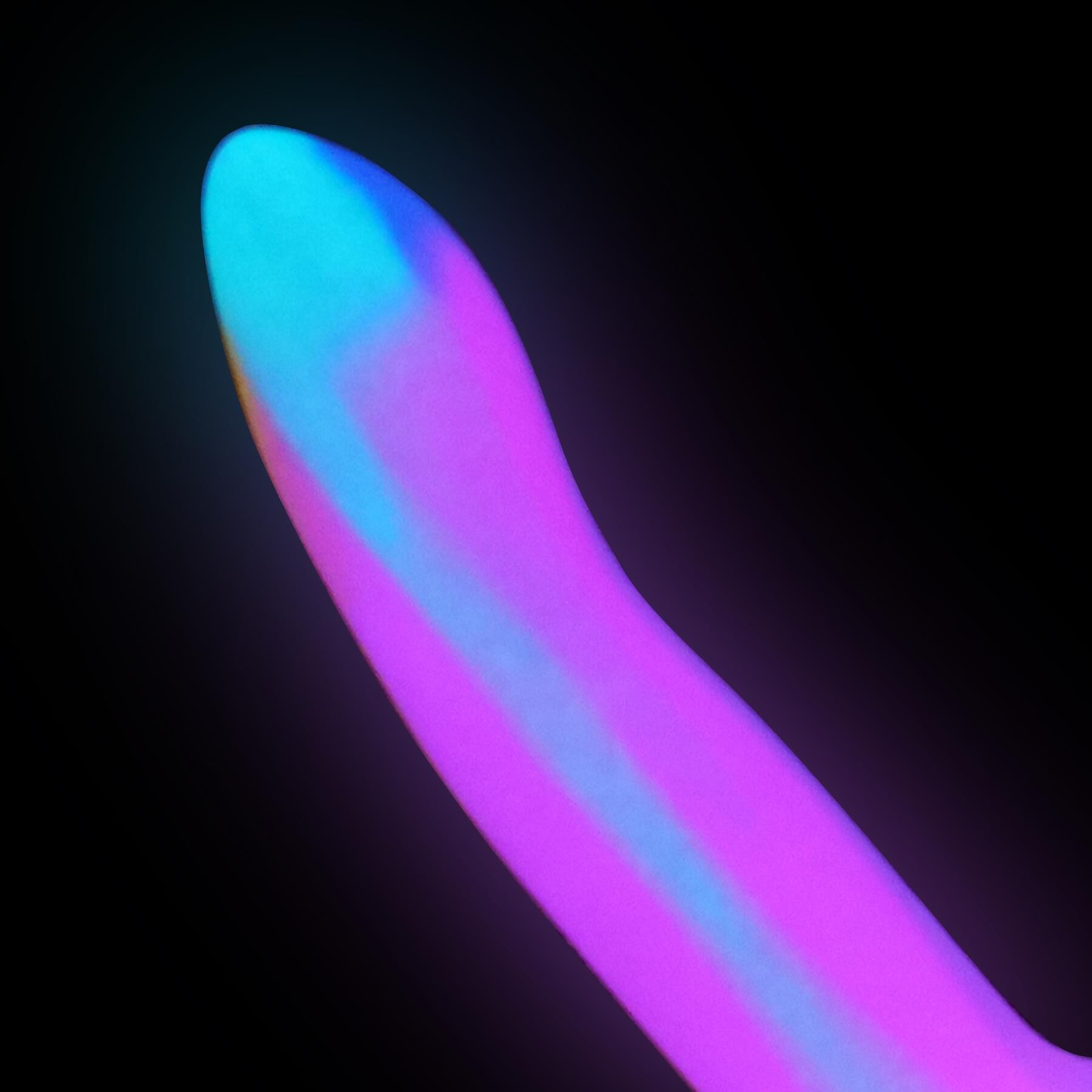 A&E Whimsy Dildo - Product Shot - Close Up On Tip - Glow-in-the-Dark