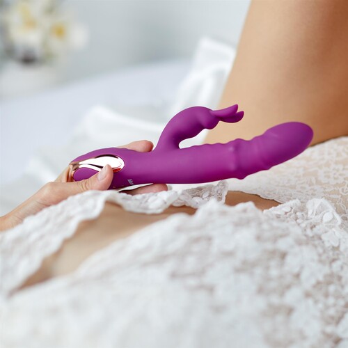 Adam & Eve Rose Gold Come-Hither G-Spot Dual Stimulating Rabbit lifestyle image 2