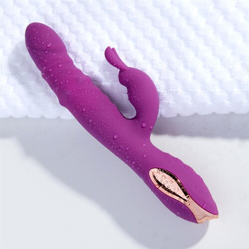 Adam & Eve Rose Gold Come-Hither G-Spot Dual Stimulating Rabbit flat view 2