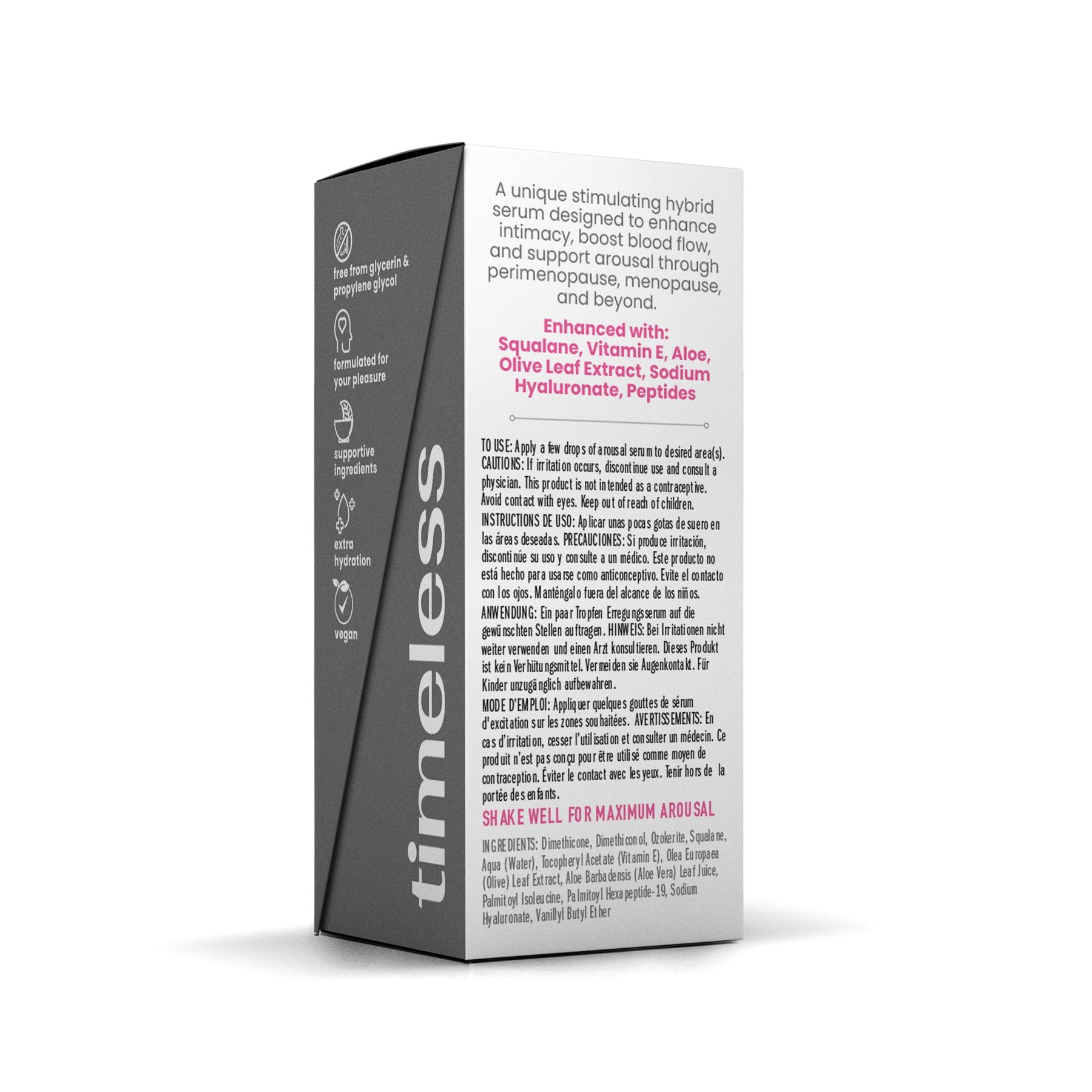 SIMPLY TIMELESS AROUSAL SERUM back of box