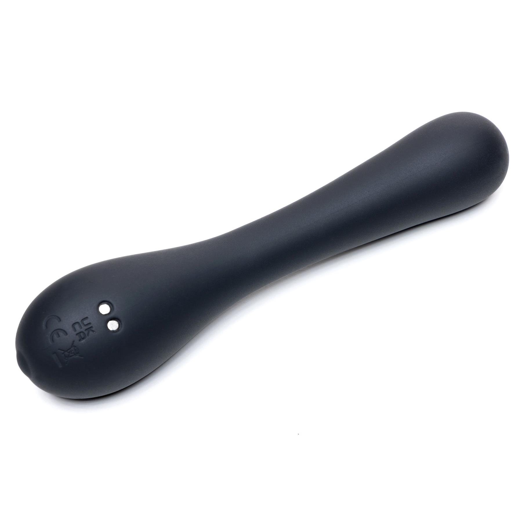 Adam & Eve Luxe Noir Magique Smooth Wand Massager - Product Shot - Back Showing Magnetic Charge