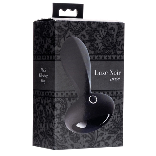 Adam & Eve Luxe Noir Prise Plush Vibrating Plug - Packaging Shot - Front