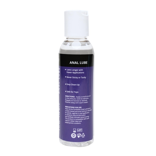 Adam & Eve Forbidden Anal Lubricant 4 oz back of bottle