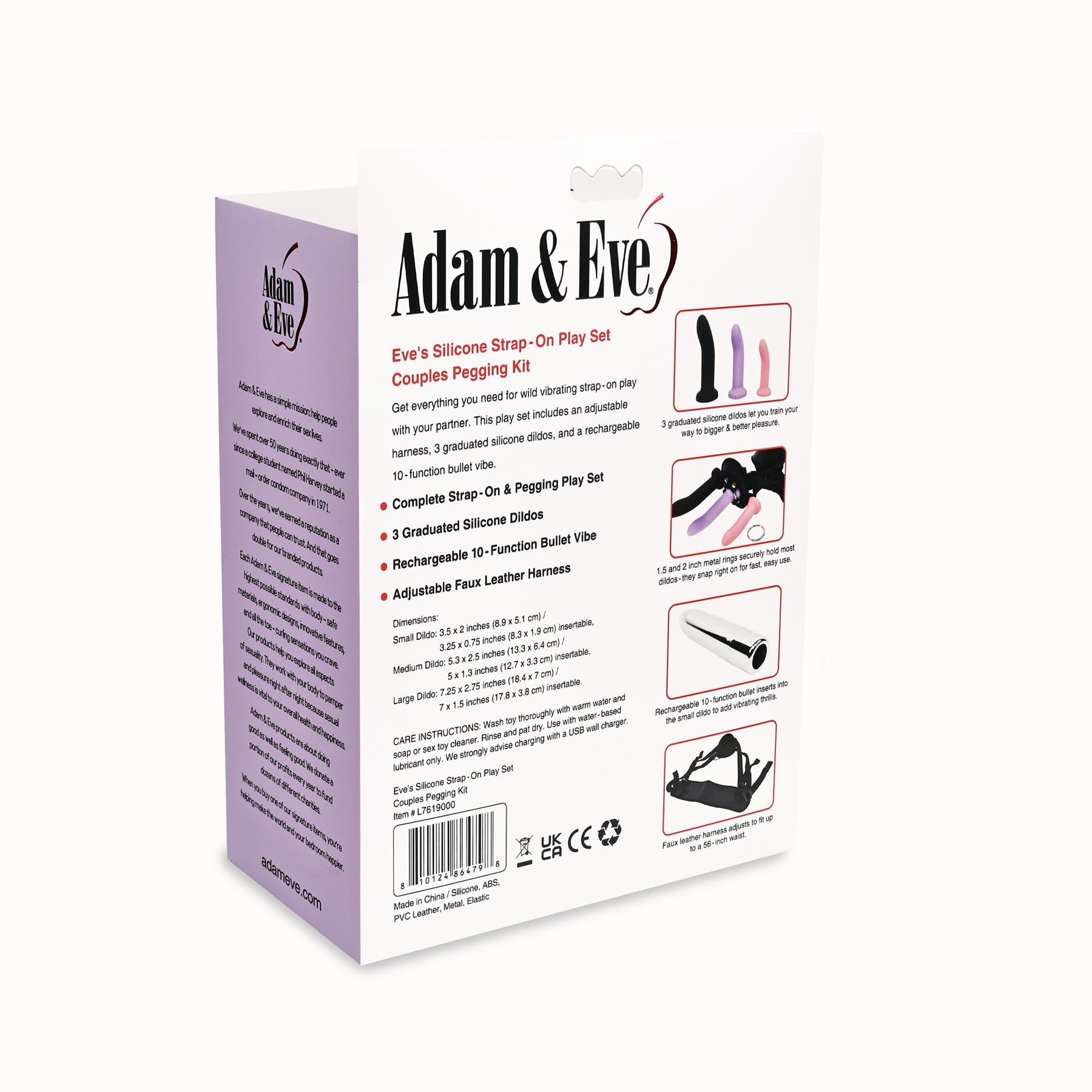 Eve's Silicone Strap On Play Set - Packaging - Back