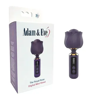 Adam & Eve The Royal Rose Digital Mini Wand - Product and Packaging - Amethyst