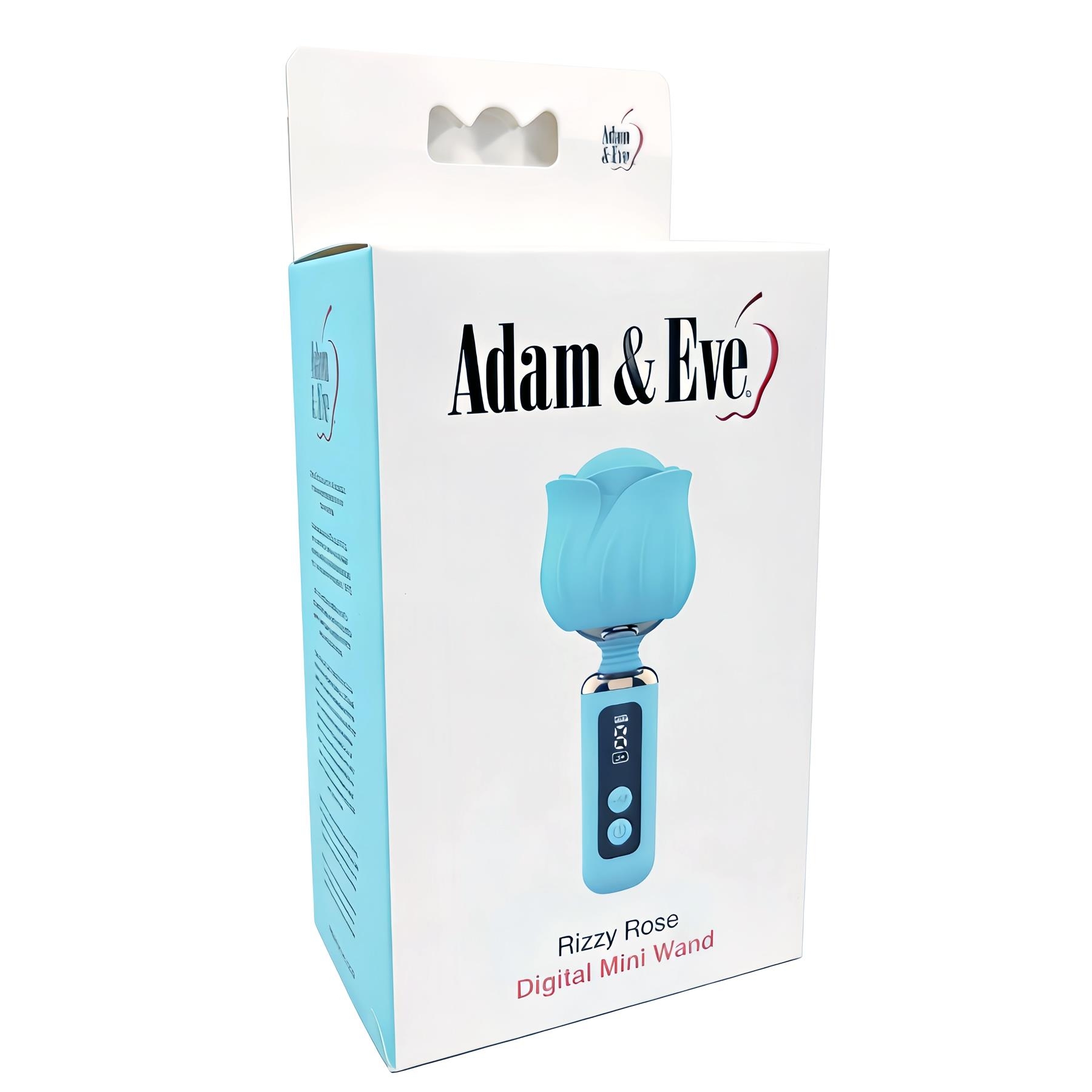 Adam & Eve Rizzy Rose Digital Mini Wand - Packaging - Powder Blue