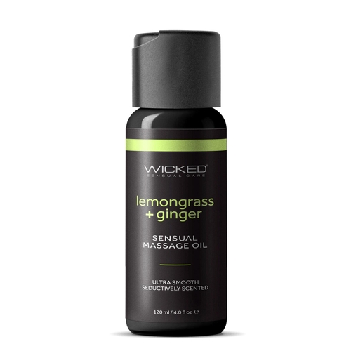 wicked sensual massage oil lemongrass + ginger front