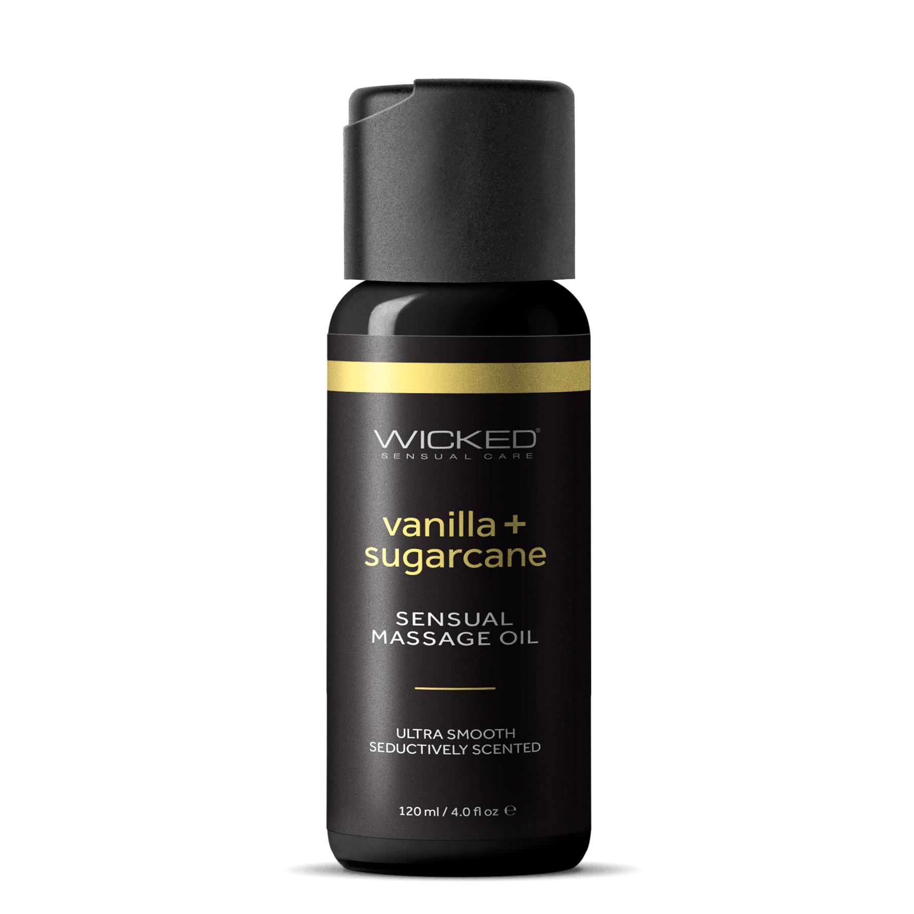 wicked sensual massage oil vanilla + sugar cane front