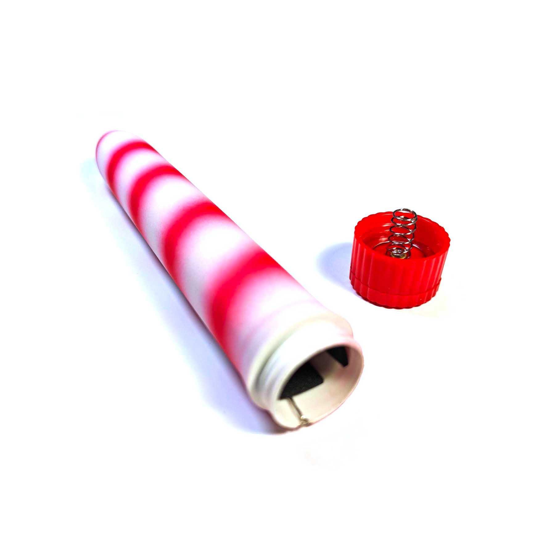Candy Cane Vibrator - With Cap Open to Show Where Batteries are Placed