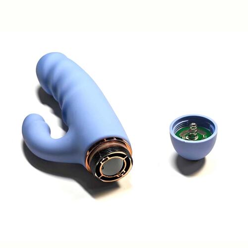 Velvet Dreams Rabbit - Lt Blue - With Cap Off To Show Where Batteries Are Placed