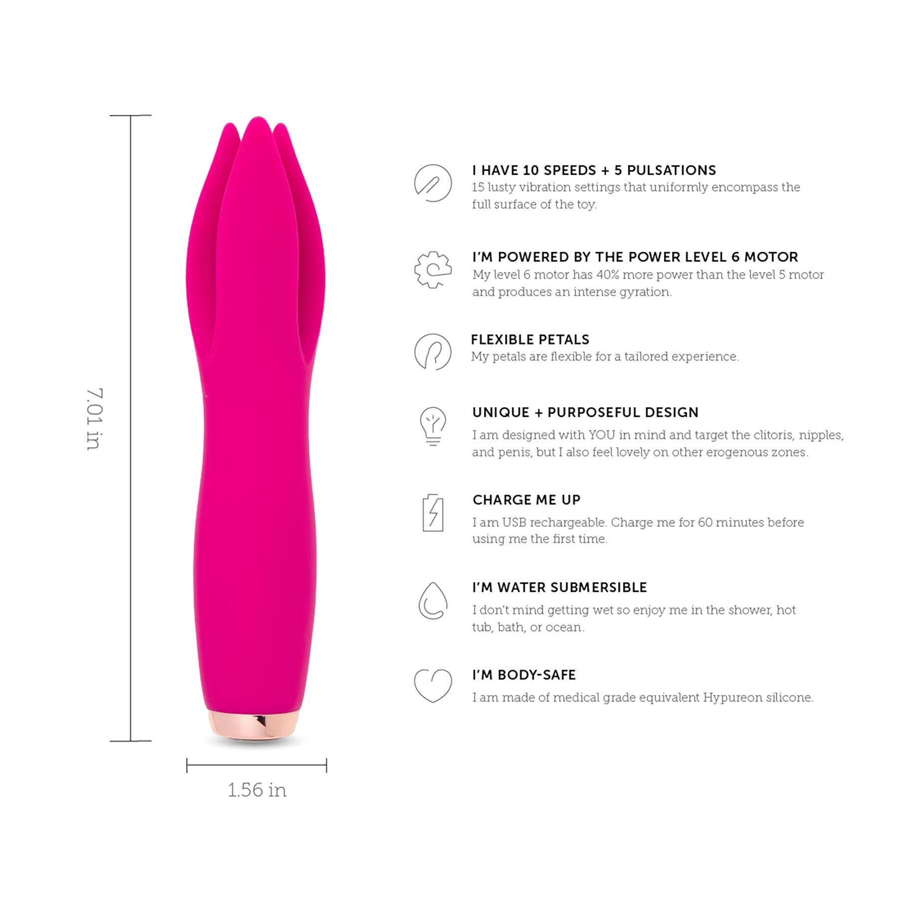Nu Sensuelle Multi-Play Tulip Vibrator features