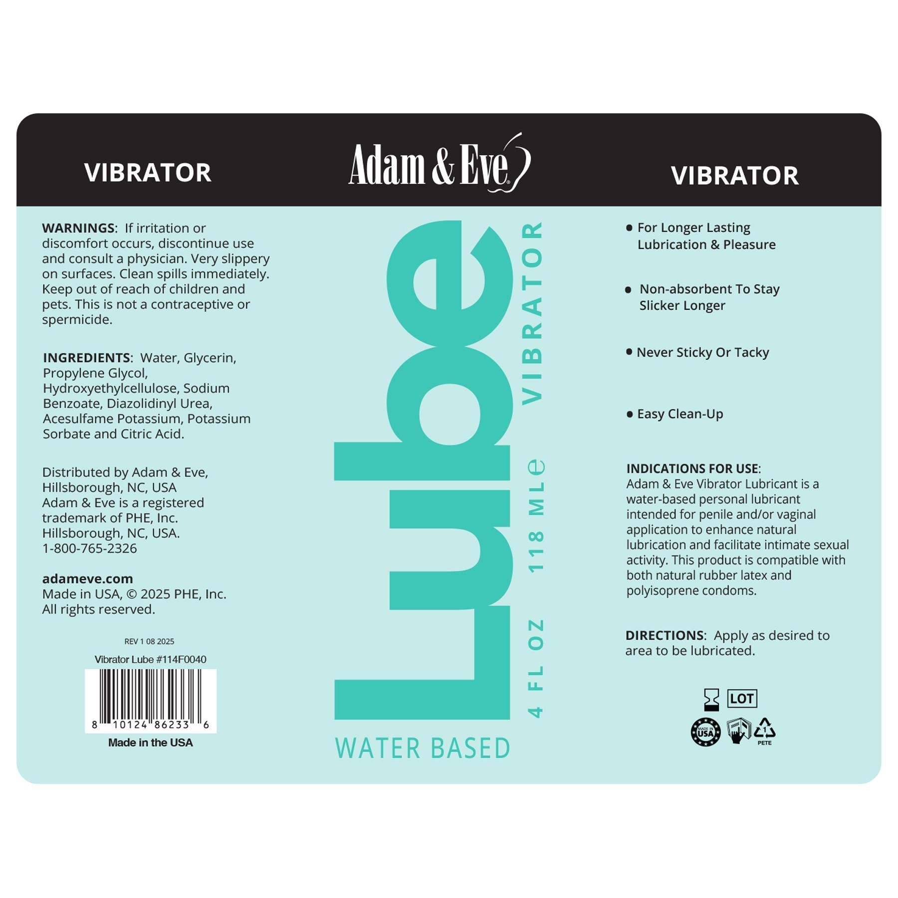 Adam & Eve vibrator Lubricant view 3