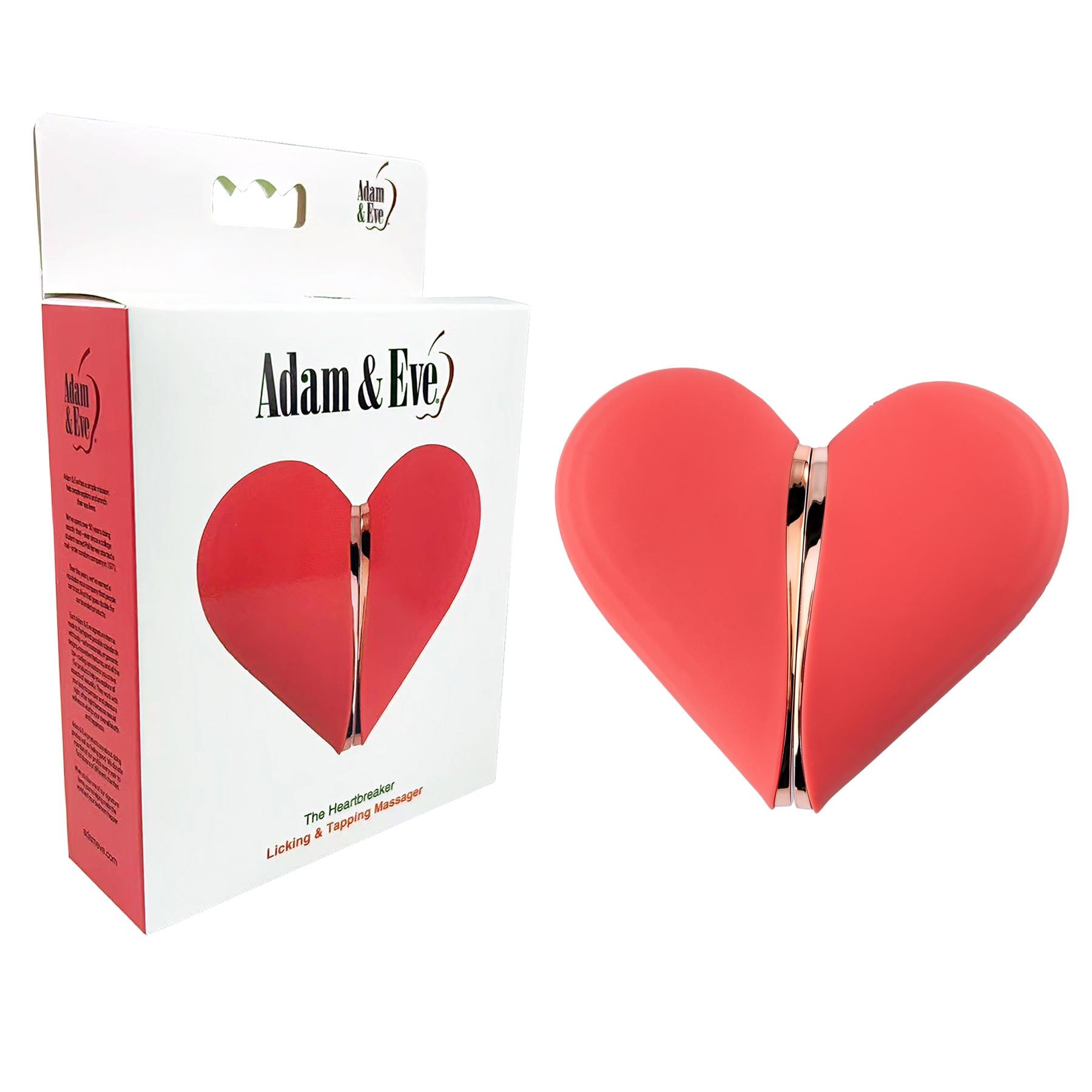 Adam & Eve The Heartbreaker Licking and Tapping Massager - Product and Packaging