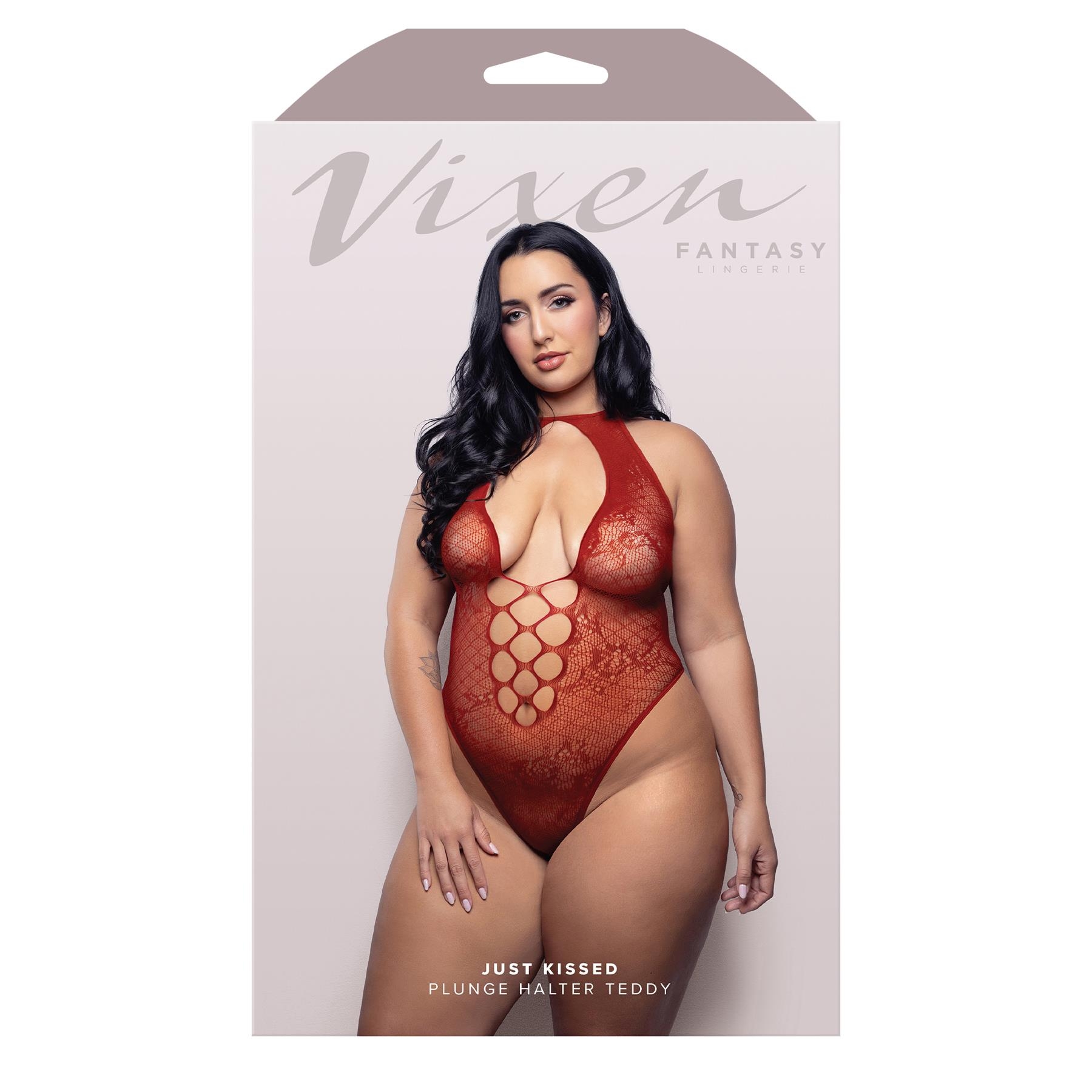 Just Kissed Plunge Halter Teddy queen box