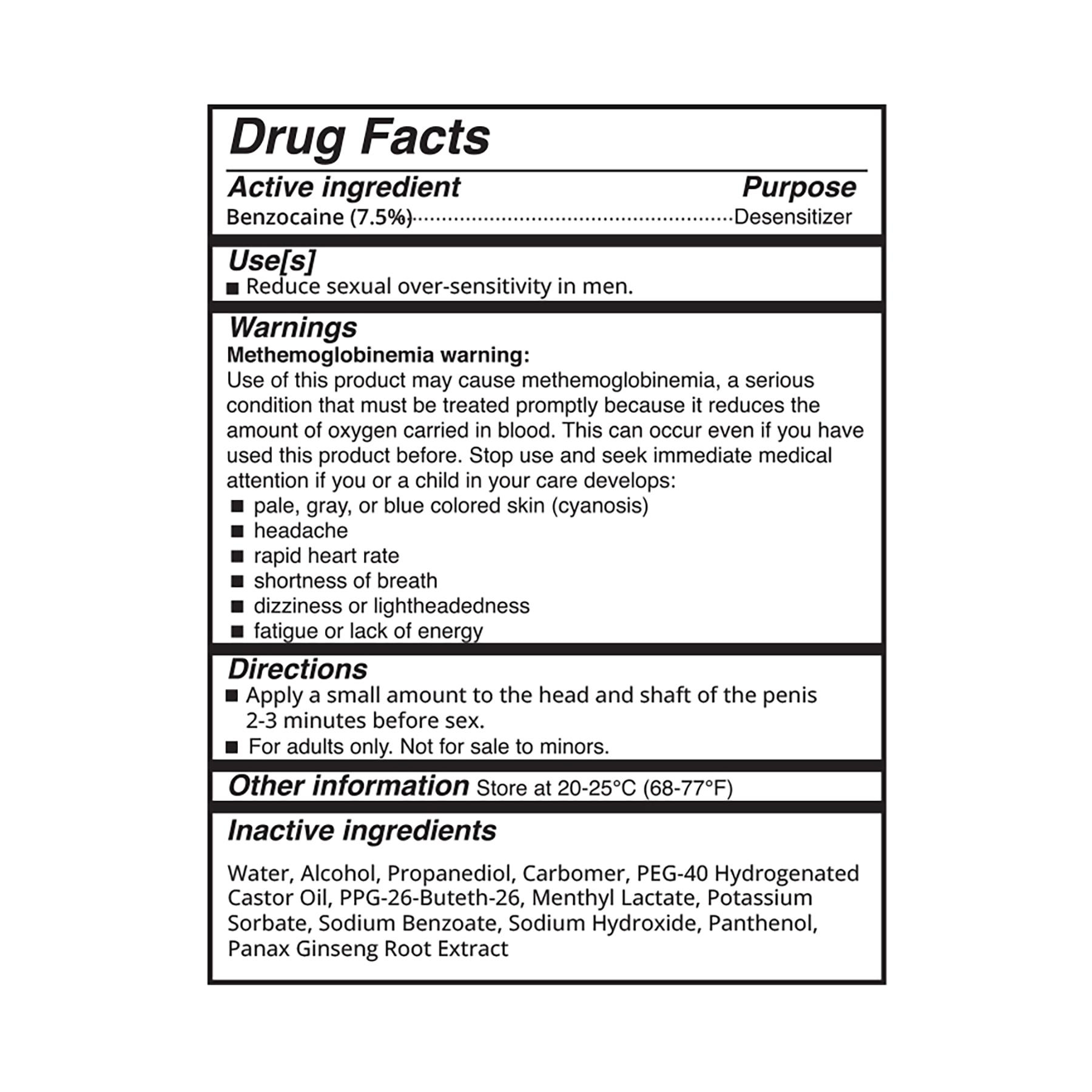 Adam & Eve Marathon Delay Serum ingredients
