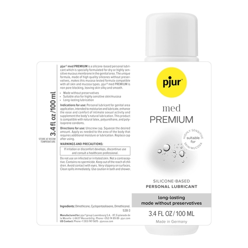 pjur med PREMIUM back of bottle