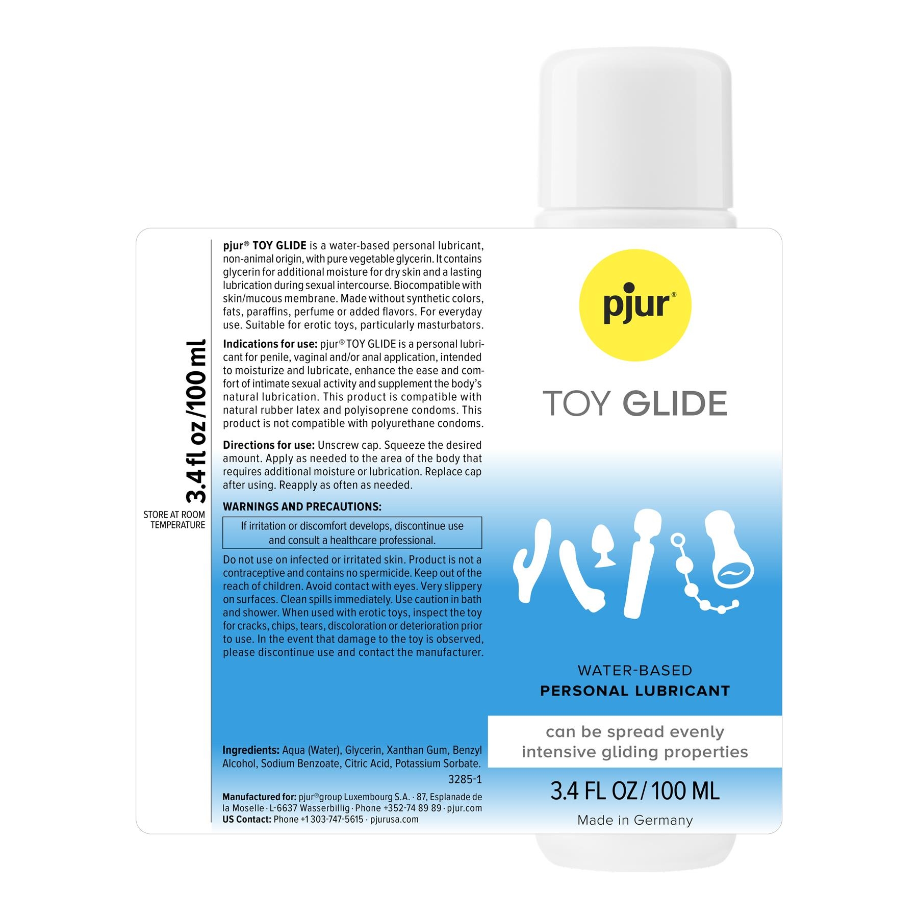 pjur TOY GLIDE back of bottler