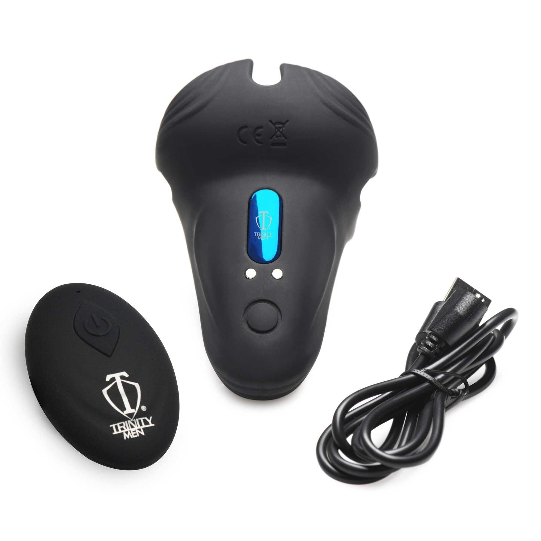 10X Silicone Cock & Ball Ring Taint Stimulator & Remote Control with charger and remote