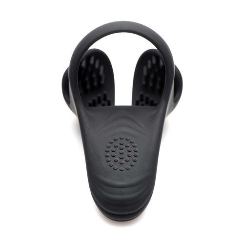 10X Silicone Cock & Ball Ring Taint Stimulator & Remote Control frontal view