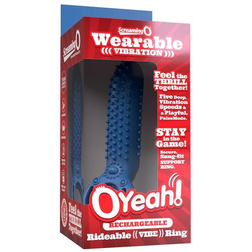 OYeah Rechargeable Vertical Vibrating Ring blue packaging