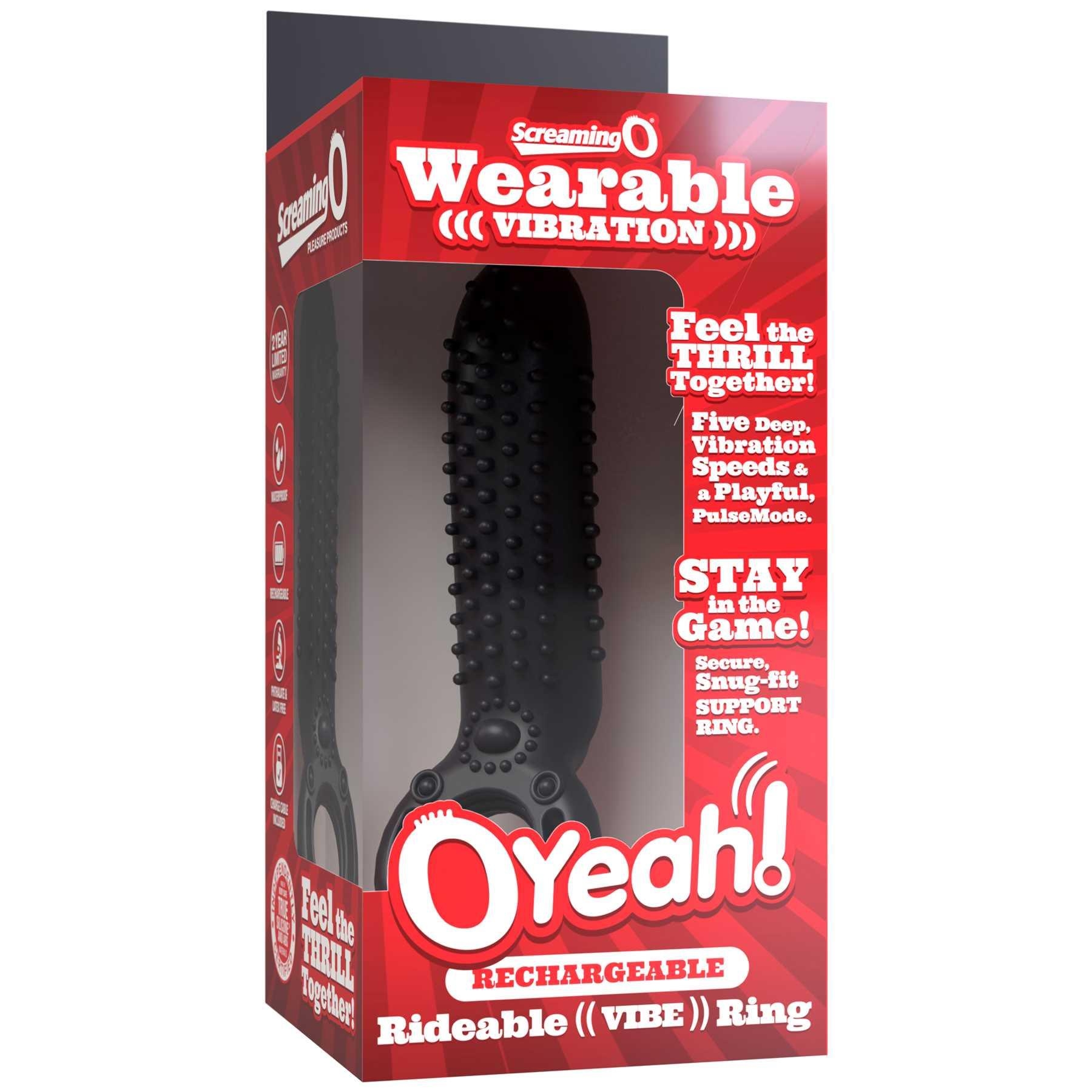 OYeah Rechargeable Vertical Vibrating Ring black packaging