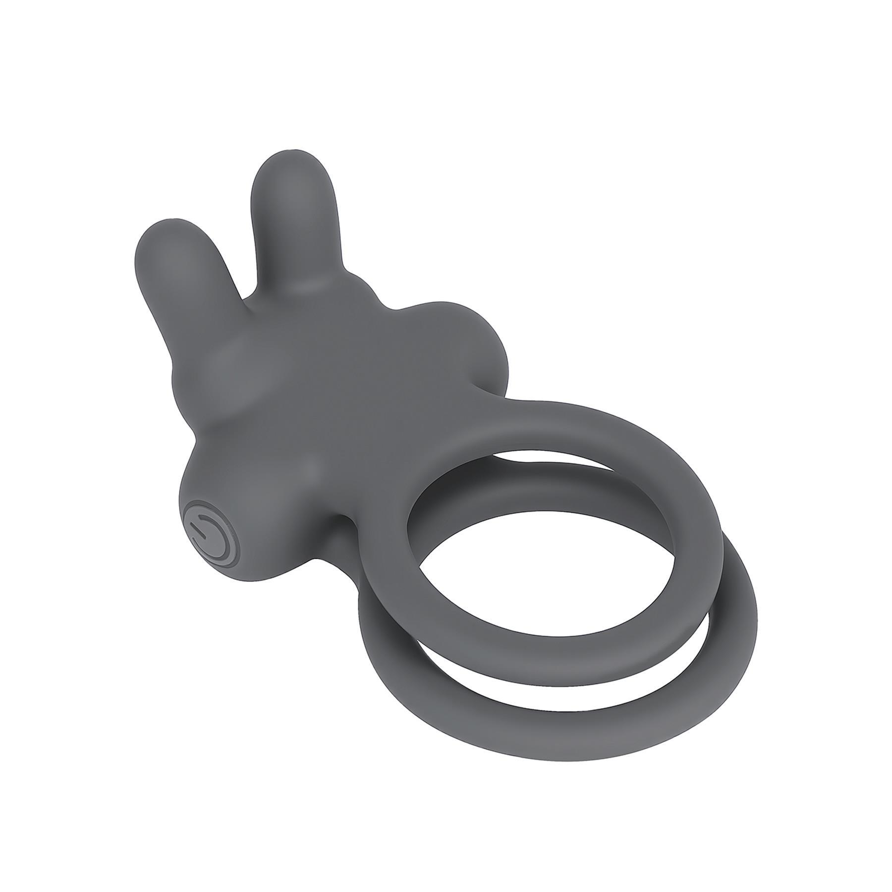 Adam & Eve Bouncin' Bunny Vibrating Couples Enhancer - Product Shot - Gray