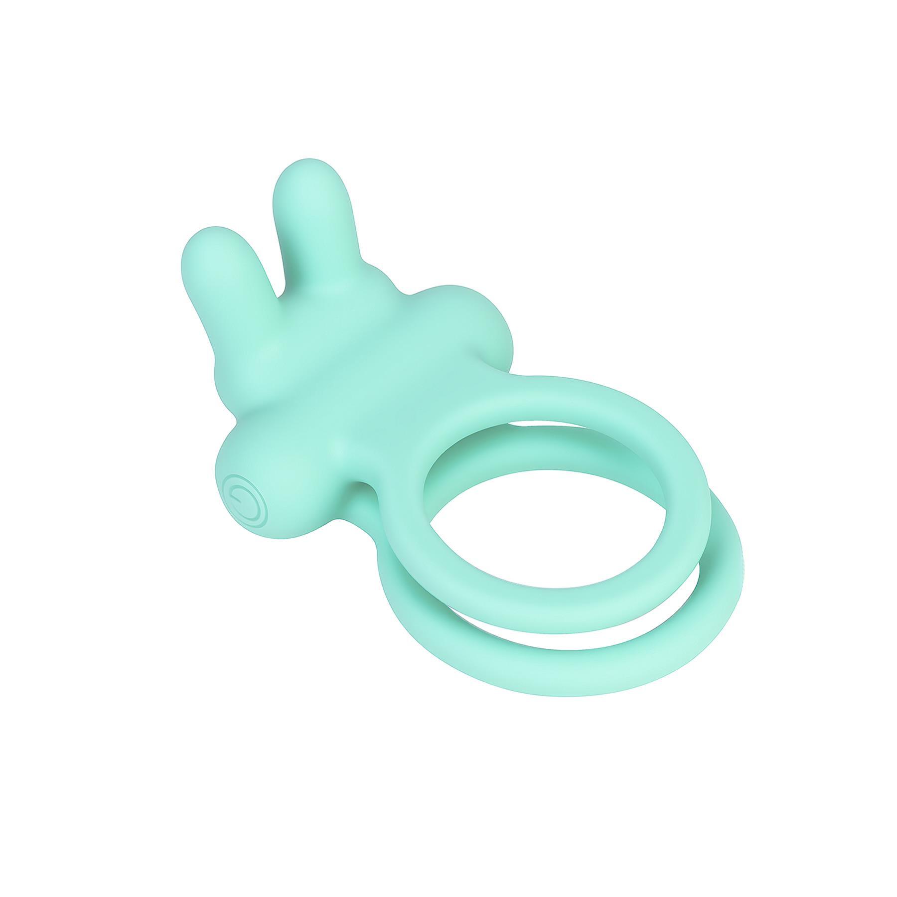 Adam & Eve Bouncin' Bunny Vibrating Couples Enhancer - Product Shot - Aqua