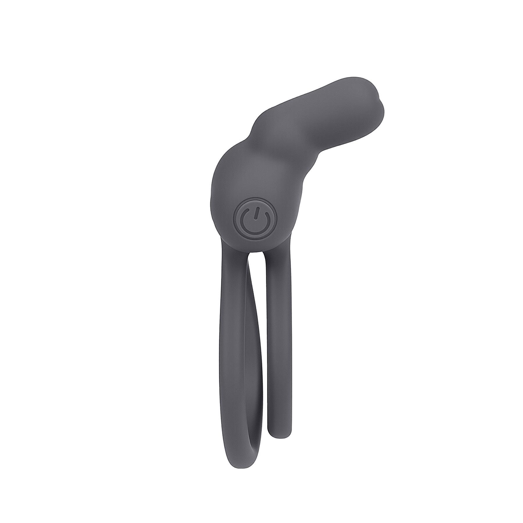 Adam & Eve Bouncin' Bunny Vibrating Couples Enhancer - Product Shot - Side View - Gray