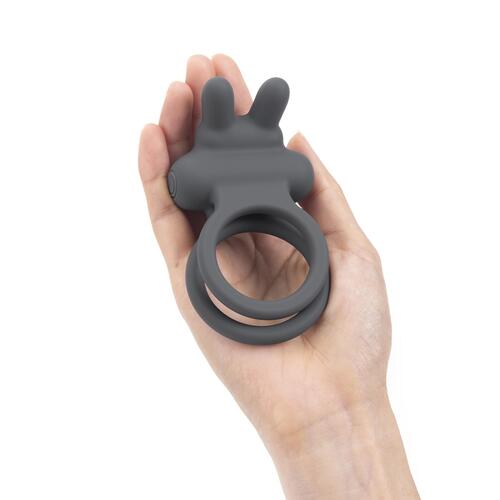 Adam & Eve Bouncin' Bunny Vibrating Couples Enhancer - Hand Shot - Gray