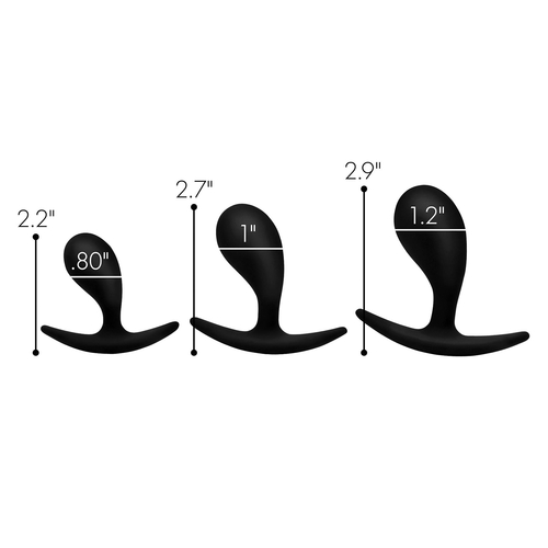 dark droplets 3 Piece Anal Trainer showing dimensions