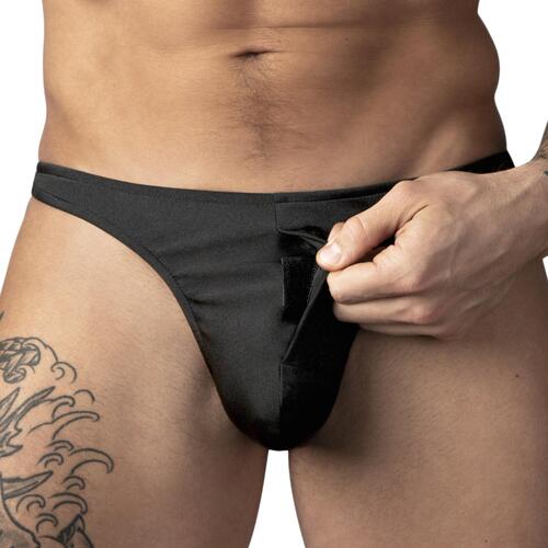 Pull Tab Thong  black front 2 cropped
