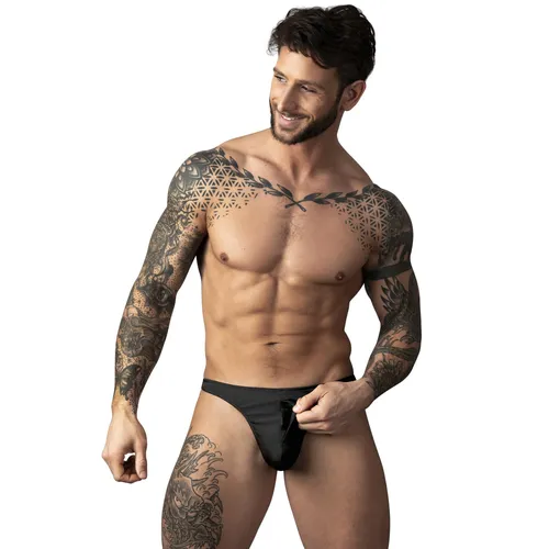 Pull Tab Thong  front black