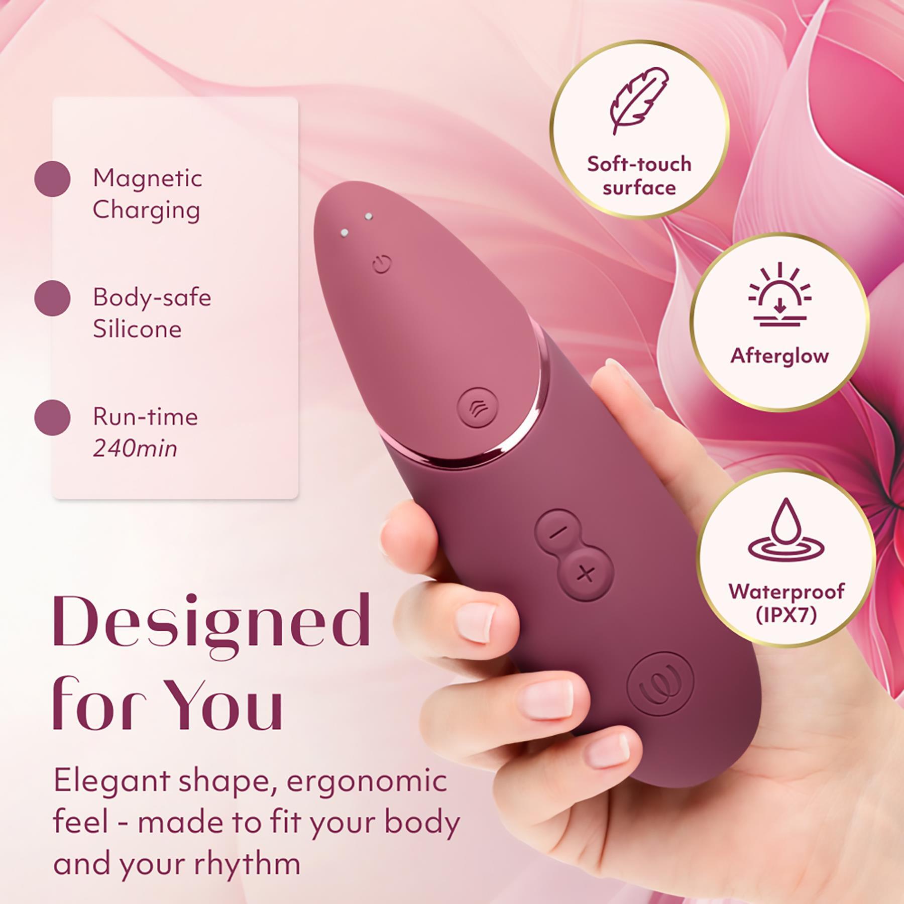 Womanizer Next Pleasure Air Clitoral Stimulator COLOR PINK FEATURES