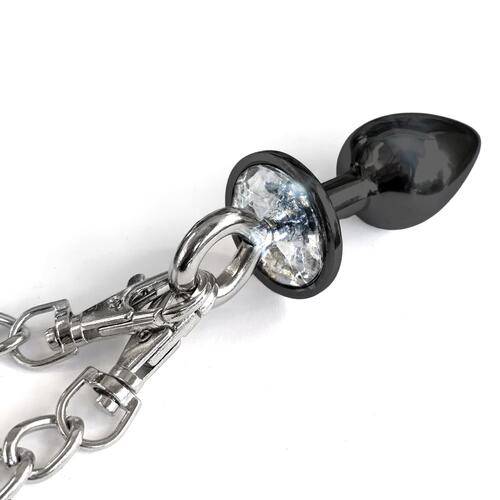 Nixie Metal Butt Plug and Fur Cuff Set - Anal Plug - black