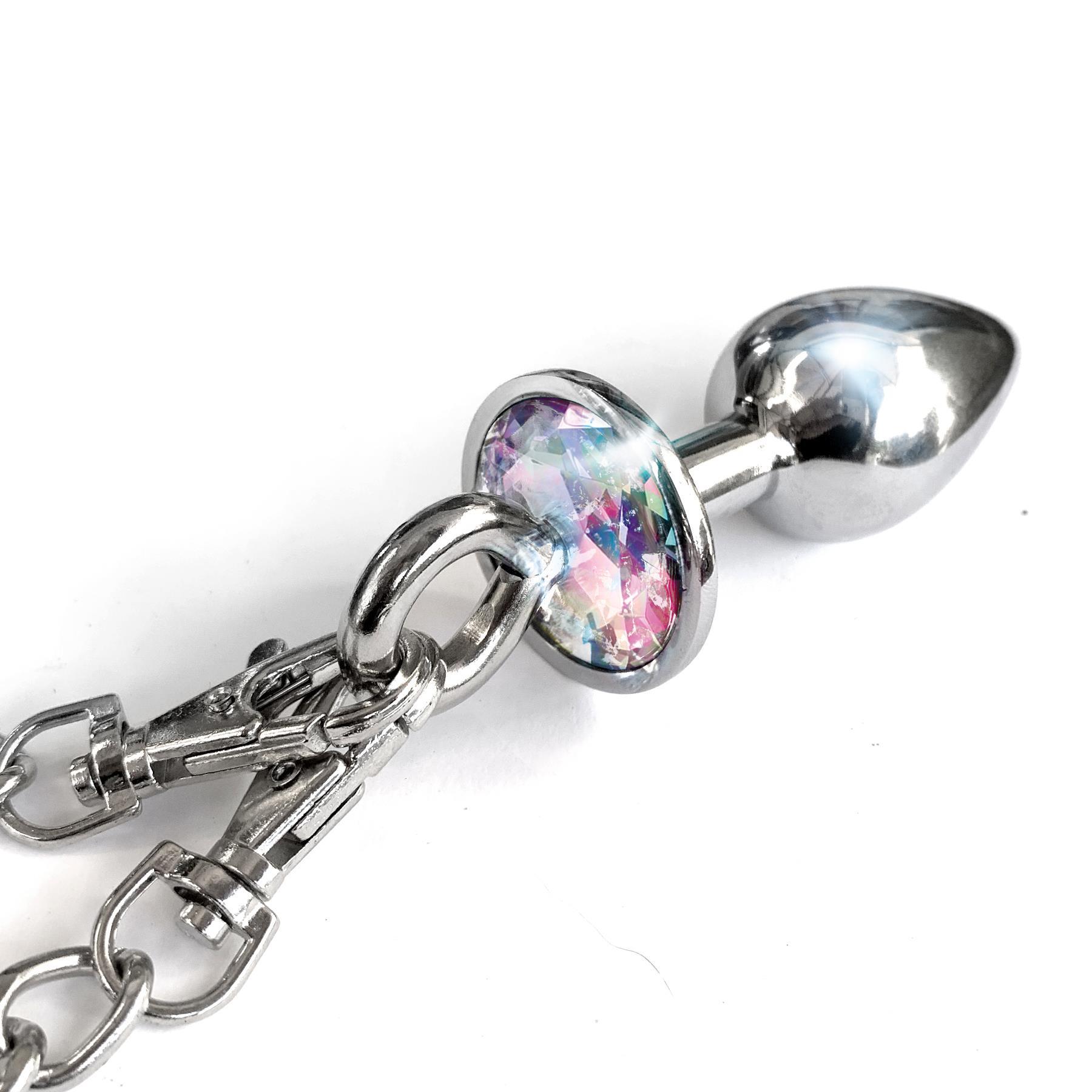 Nixie Metal Butt Plug and Fur Cuff Set - Anal Plug - multicolor