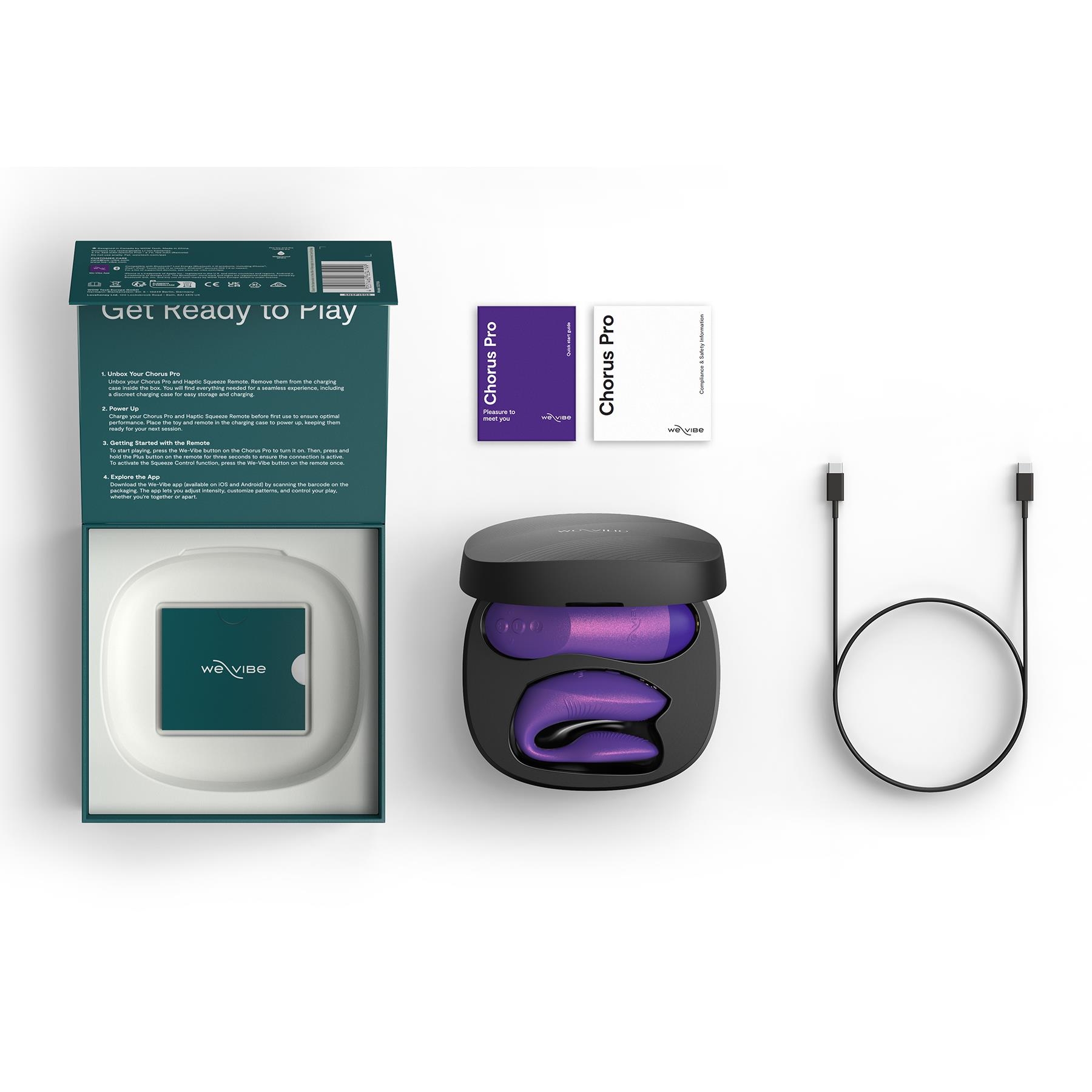 We-Vibe Chorus Pro App Enabled Couples Vibrator - what's inside the box- color purple