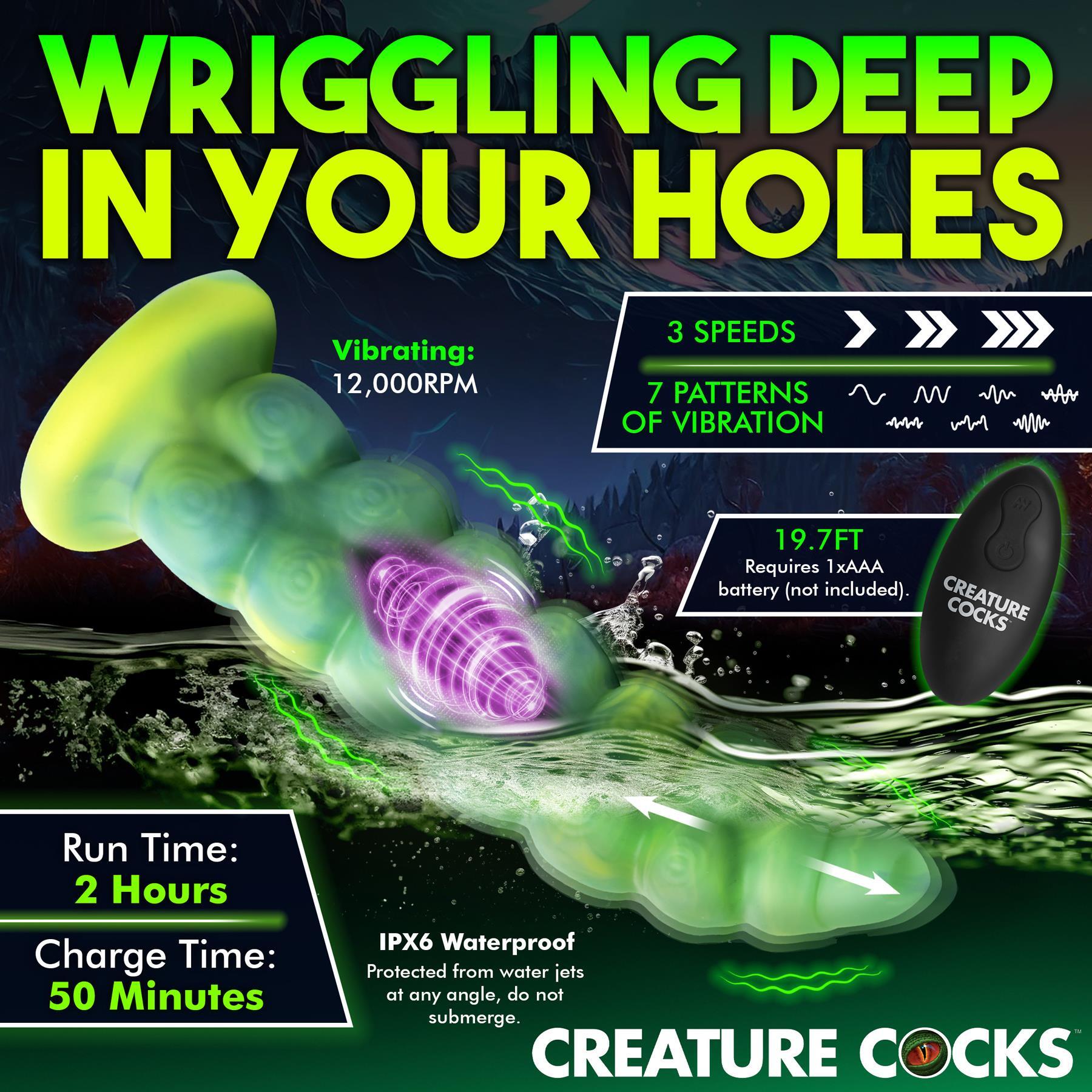 Creature Cocks Squirmer Thrusting & Vibrating Dildo features 6